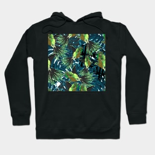 Macaw And Tropical Leaves Vector Seamless Print Hoodie